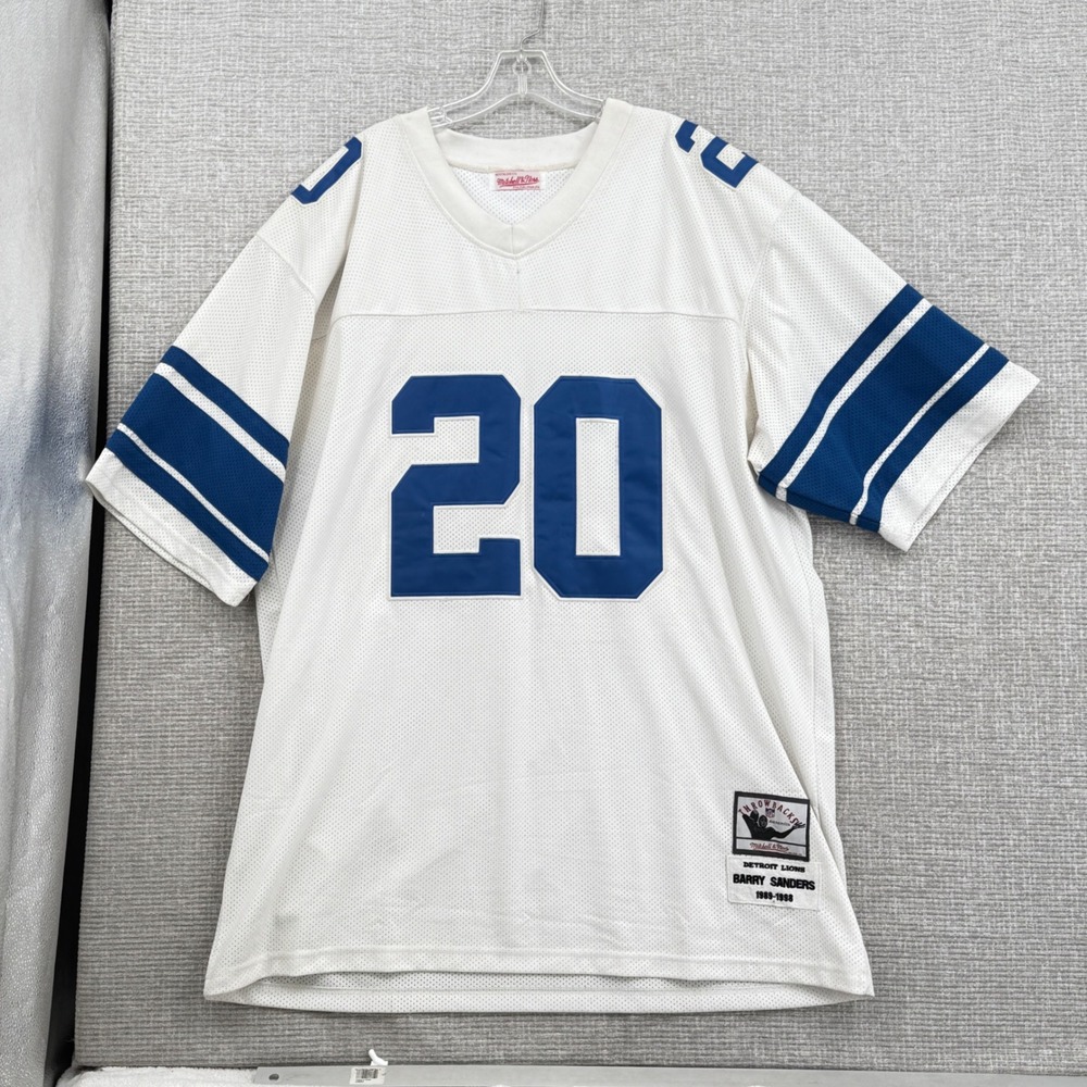 Mitchell & Ness Detroit Lions Barry Sanders Mens XL Jersey White Throwback NFL